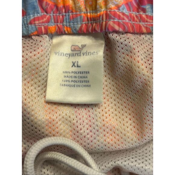 Vineyard Vines Men’s Swim Trunks Orange Pink Pattern Pockets Size XL (5599) - Picture 6 of 7